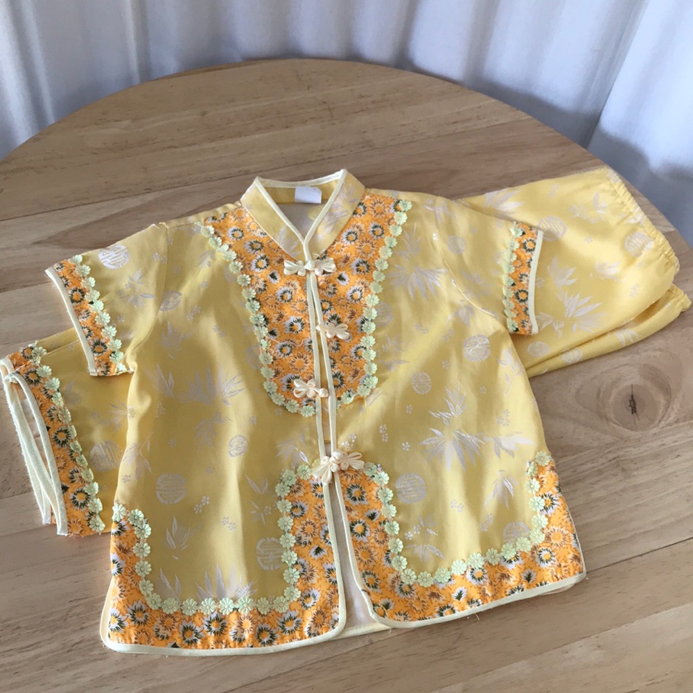 Girls Yellow Satin Outfit or Pajamas